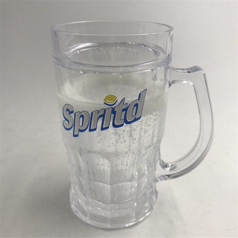 funny Summer Cold Beer Mug Spoofing Water Ice Cup Mezzanine Double Layer Refrigeration Coffee Tea Milk cafe Novelty: P- 1 Pc