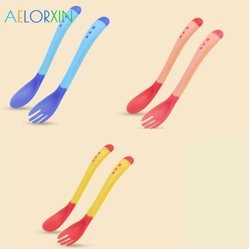 Cuchara tenedor con sensor de temperatura para alimentación de niños, aparato de comedor, cubiertos para niños