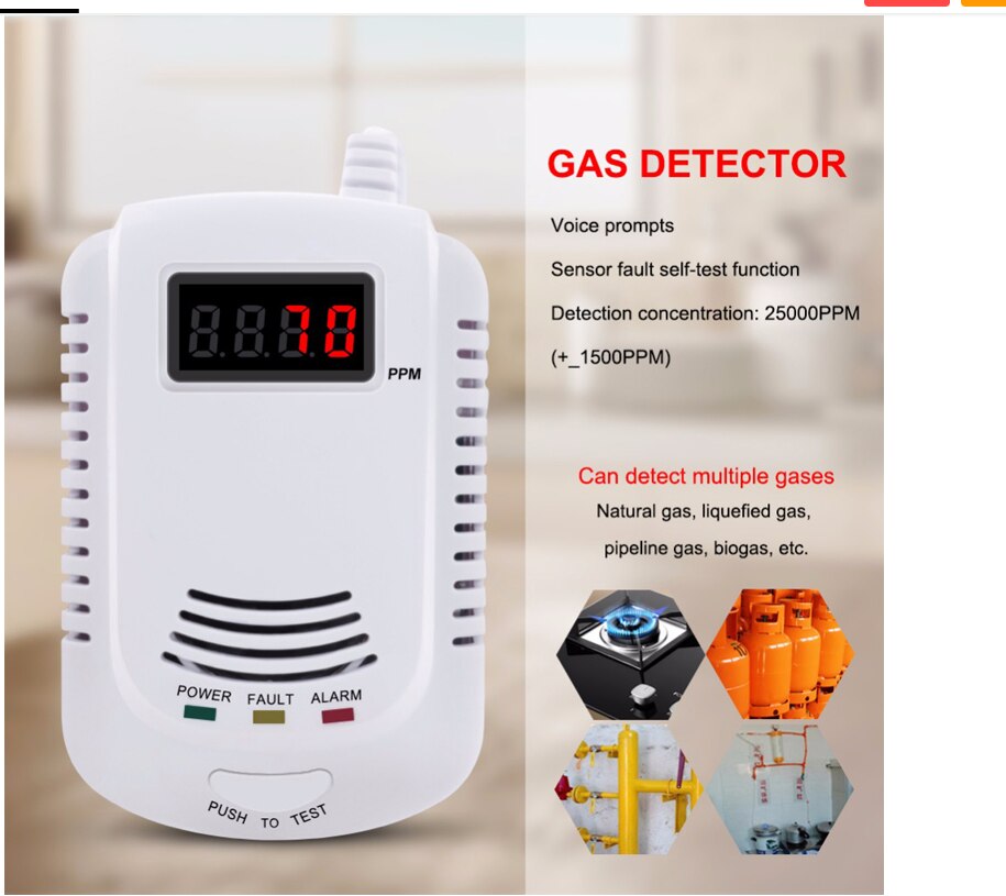 Gas Detector LED CO Fire Sensor and Alarm Safety Protection CO Gas Poisoning Detector