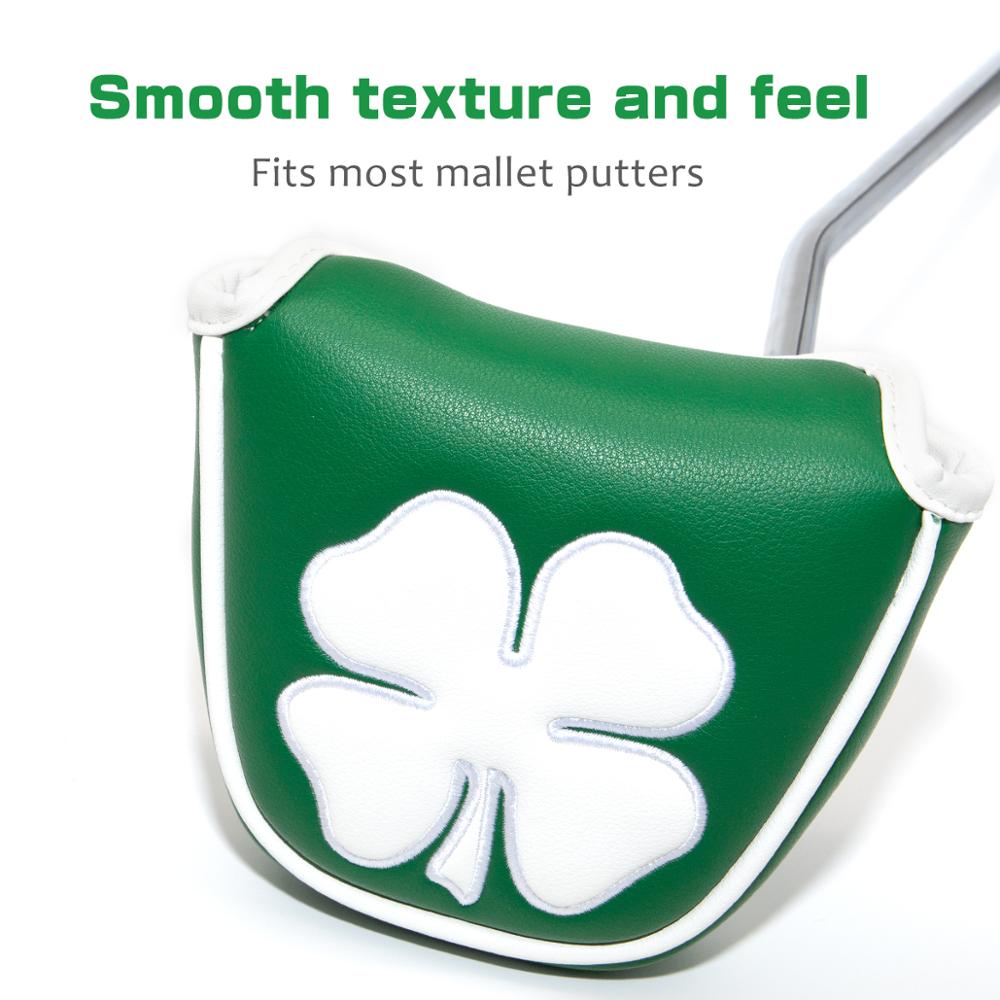 Golf Putter Cover, fundas de cabeza para Club de Golf para Putter PU Leather Mallet Putter Headcover con magnético Four-leaf Clover Series