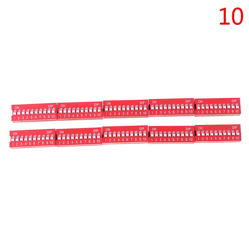 10pcs/lot Slide Type Switch Module 1 2 3 4 5 6 8 9 10 PIN 2.54mm Position Way Pitch Toggle Switch Red Snap Switch Dial Switch: 10