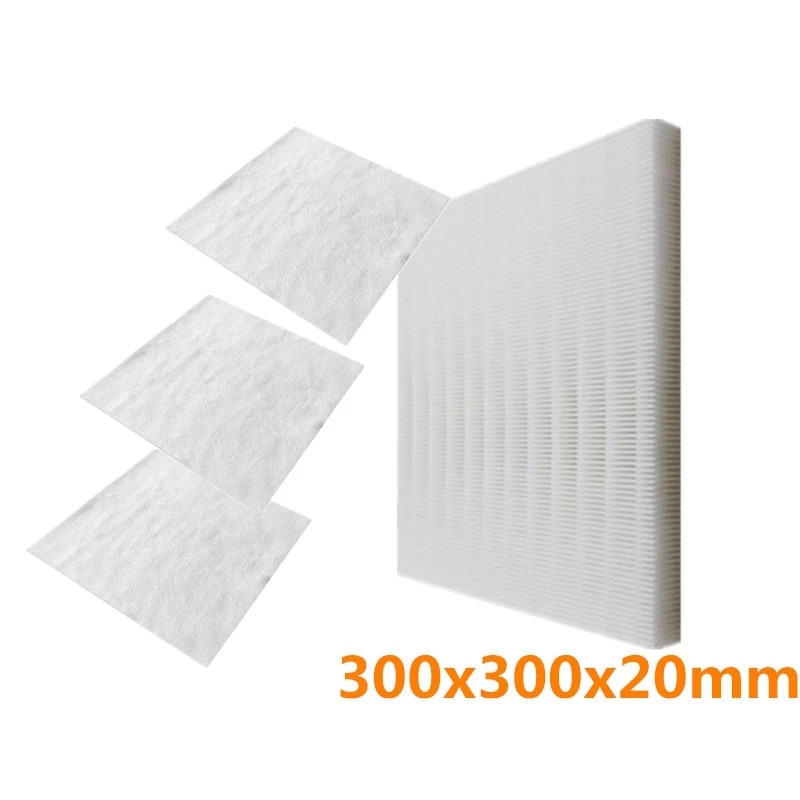 Purificateur d&#39;air DIY 300x300x20mm, 1 pièce, filtre hepa + 3 pièces, filtre à effet initial, en coton, élimination de la brume, filtre à poussière PM2.5
