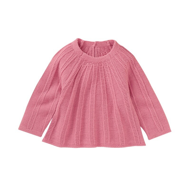 Piger efterår vinter varme trøjer børn baby solid mønster strikket overtøj tøj sweater: Sort / 6-12m