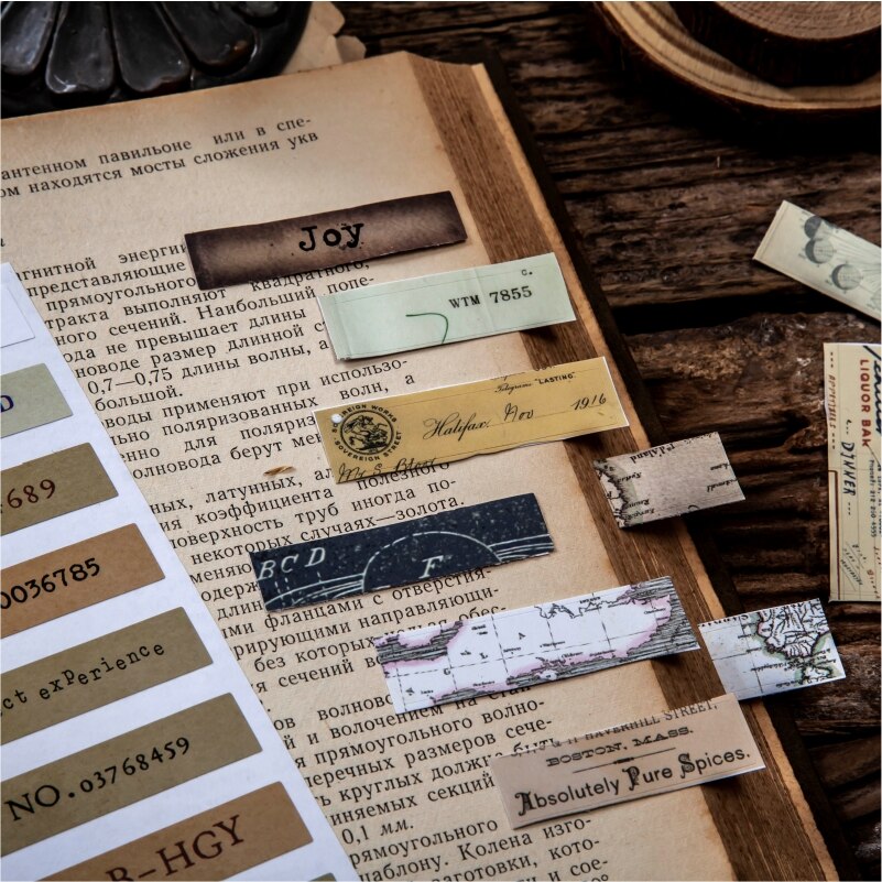 Yoofun Dual Materiaal Plastic Stickers Retro Innovatieve Etiketten Voor Scrapbooking Journal Decoratie Dagboek Album Diy Streep Sticker