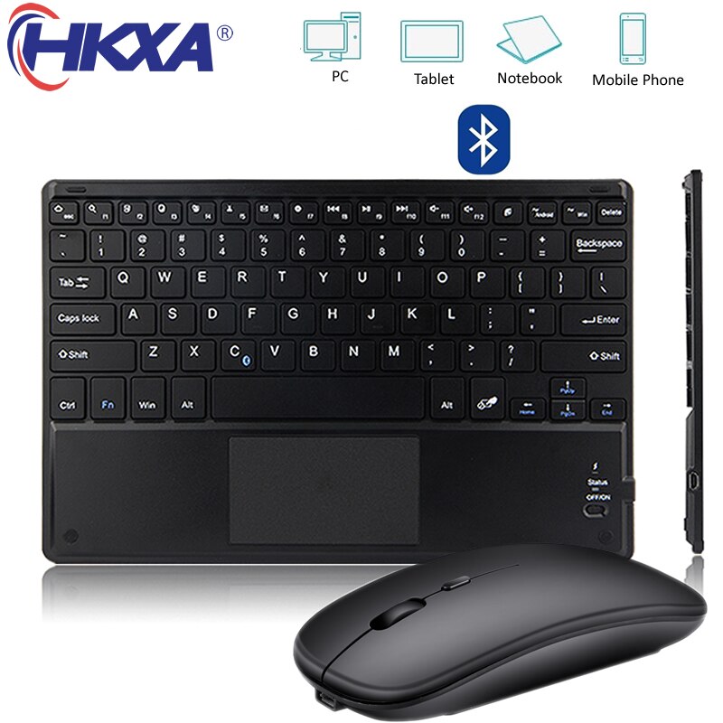 Hkxa Touch Draadloze Toetsenbord Bluetooth Toetsenbord En Muis Keycaps Bluetooth Toetsenbord Met Touchpad Voor Ipad Telefoons Tablet Laptop