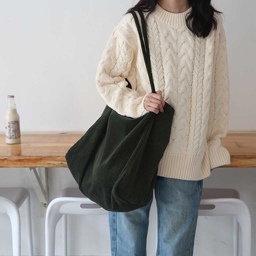 Frauen Cord Leinwand Tote Handtasche Weibliche Tuch Große Kapazität Tote Junge Damen Casual Einkaufstasche Mädchen Mehrweg Tasche E3