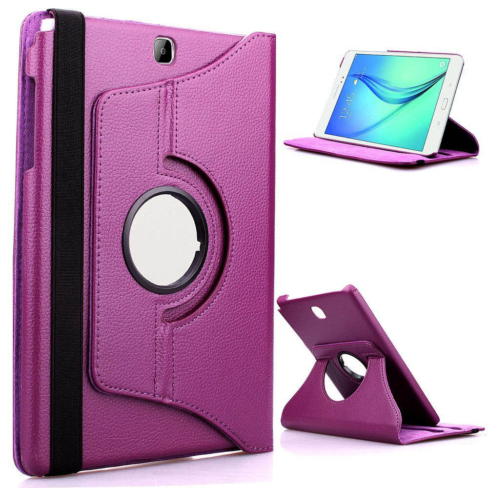 Para Samsung Galaxy Tab S2 9,7 pulgadas T810 T813 T815 T819 SM-T810 SM-T815 Tablet funda 360 soporte giratorio soporte plegable Funda de cuero: For 360 Purple