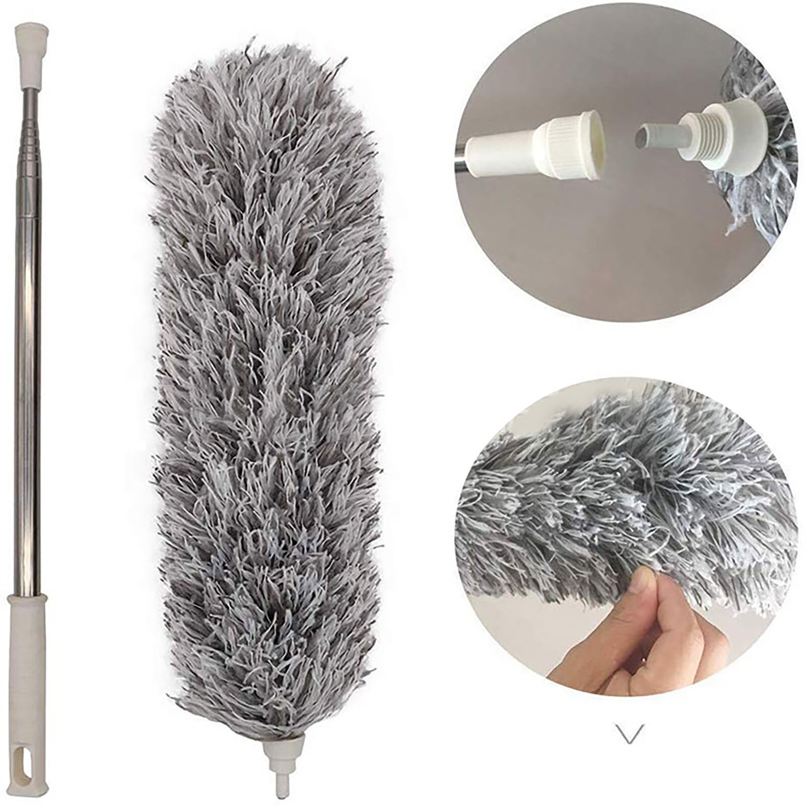 1PC Extendable Feather Duster Stainless Steel Telescopic Dusters Cobweb Duster Head Cleaning Blinds Roof Ceiling Fan Clean #YL10