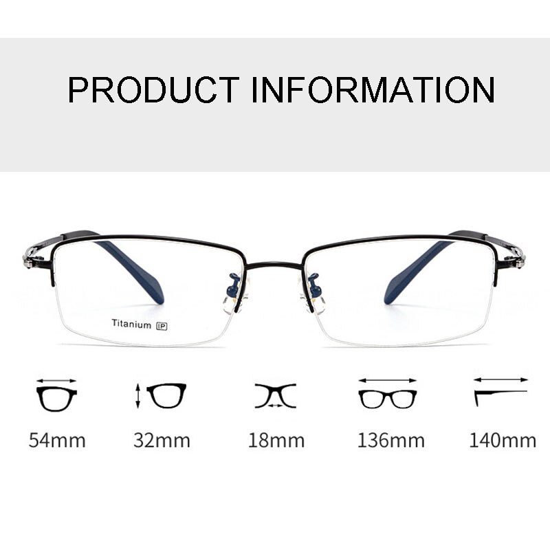 Reine Titan Rahmen Brille Halb Rand Brille mit Frühling Scharniere Männer Geschäft Stil Anti-Blau Strahl lässig Brillen