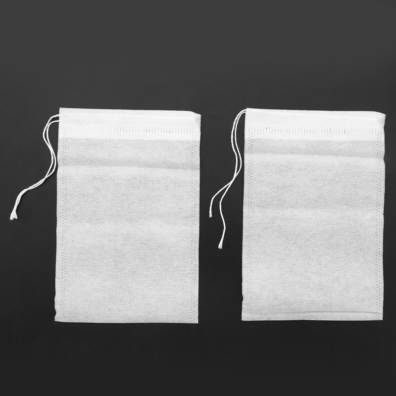 200 Stuks Wegwerp Theefilter Zakjes - 10x15cm Katoen Muslin Trekkoord Filter Zakjes