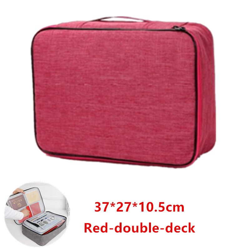 Bolsa de documentos de gran capacidad, Cartera de pasaporte de viaje, organizador de tarjetas, negocio de los hombres, paquete de almacenamiento impermeable, artículo de accesorios para el hogar: Red-double-deck