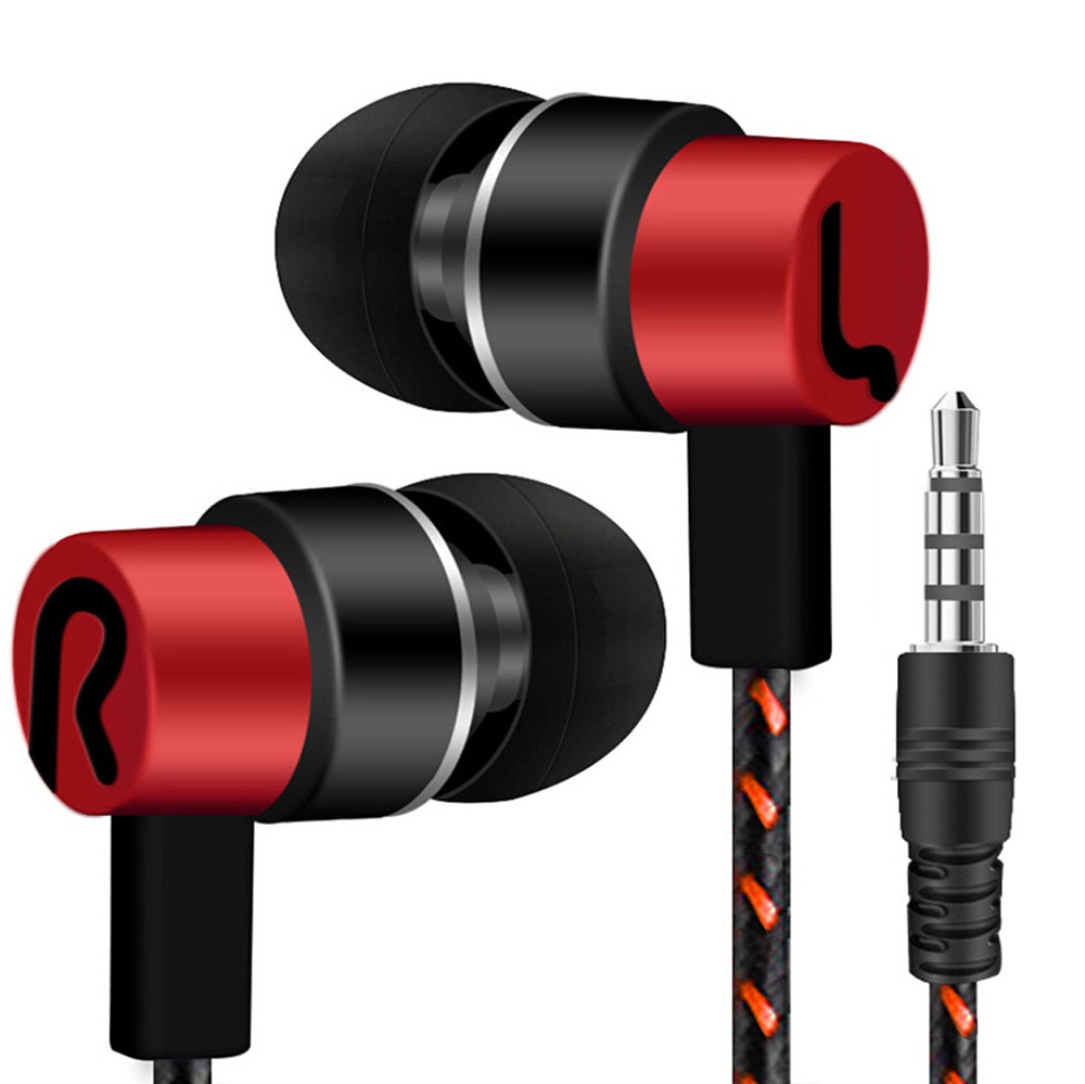 Universal 3.5mm In-Ear Stereo Earbuds Earphone Wired Earphones For Cell Phone In stock For Cell Phone: Red 