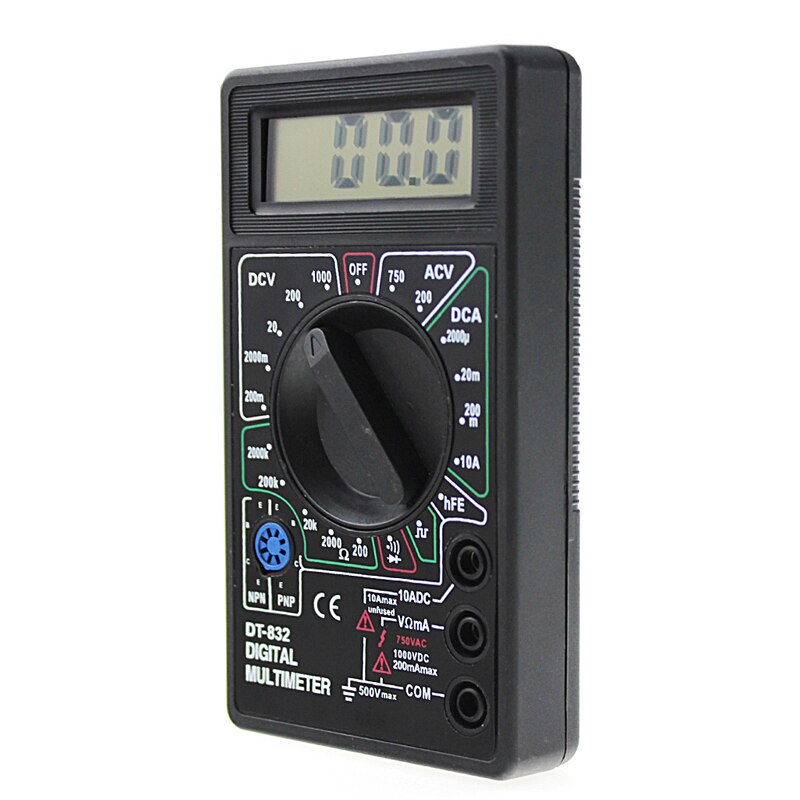DT832 Digital Multimeter LCD DC AC Voltmeter Ammeter Ohm Tester