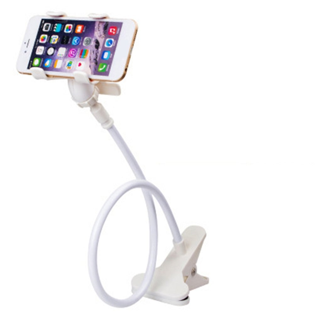 Soporte Universal para teléfono móvil, abrazadera de cuello de cisne Flexible, montaje de brazos largos para iPhone, Android, cama, escritorio: white