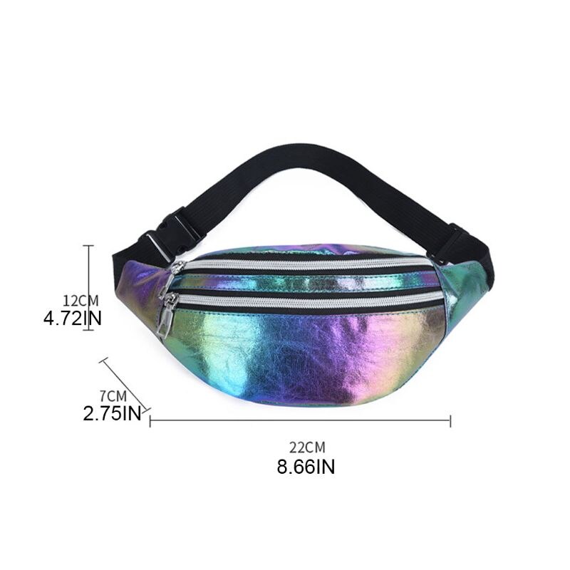Kobiety holograficzna torba na biodro piterek torba sportowa na biodro torba Crossbody na klatkę piersiową torebka na ramię