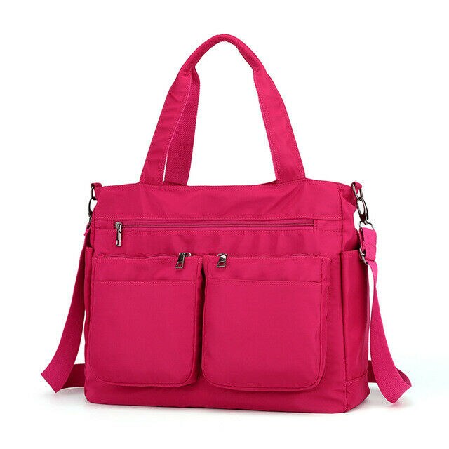 Vrouwen Grote Capaciteit Nylon Handtassen Waterdichte Winkelen Schoudertas Multi-Pocket Solid Casual Tassen: Pink