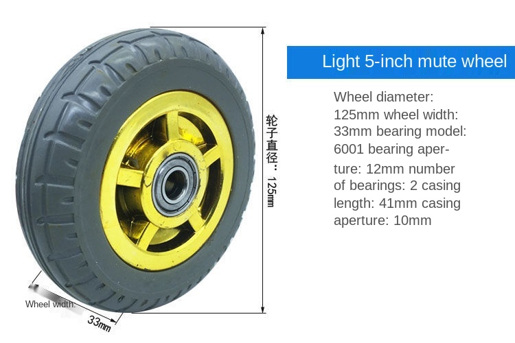 Solid Rubber Casters Lightweight 3&amp;quot; 5&amp;quot; Flatbed Trolley Trailer Wheels Trolley Casters: 3 pcs / 5 inch