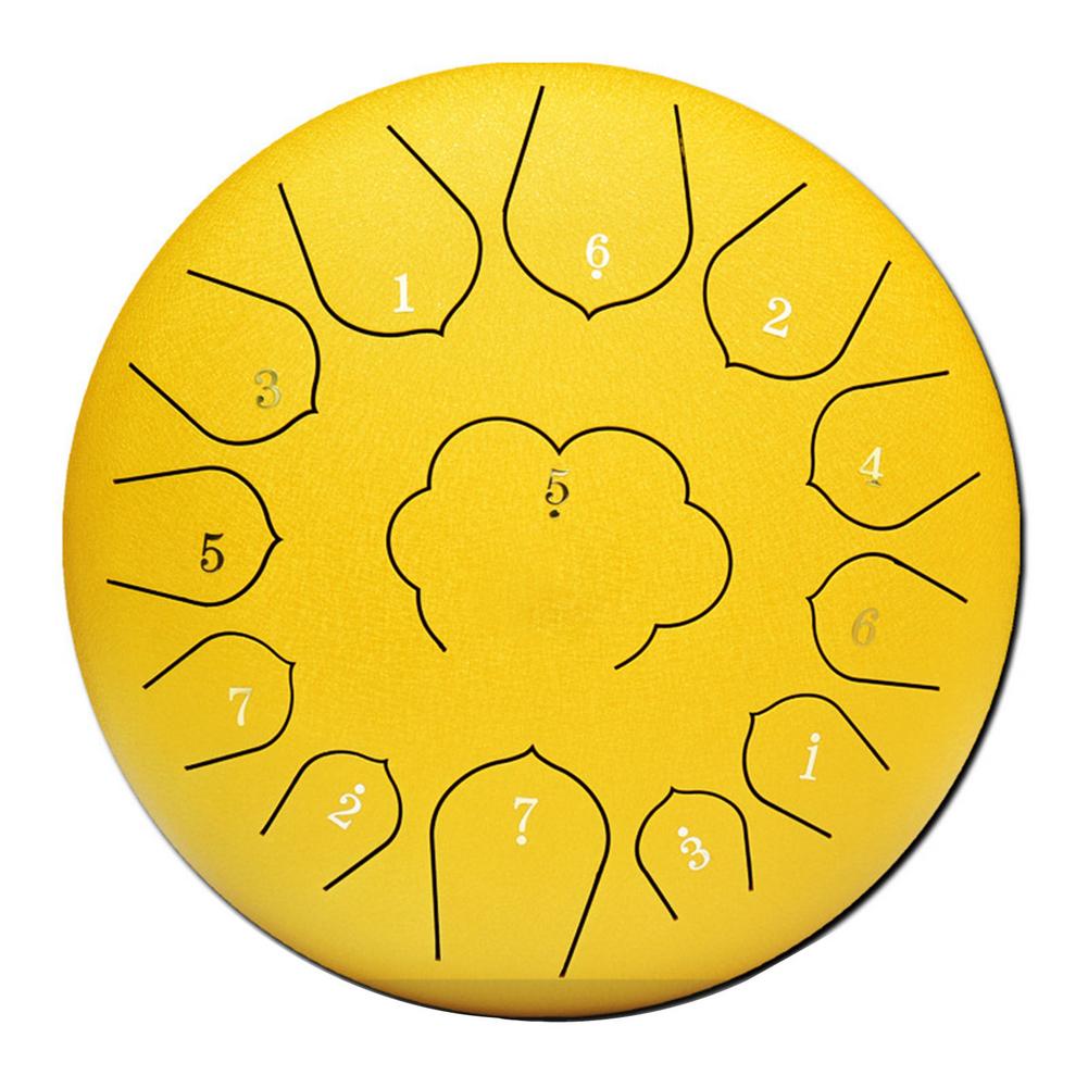 12 Inch Mini Drum 13 Tones Steel Tongue Drum Kit Tune C Empty Spirit Drum Percussion Hand Pan Drum Musical Instruments: Gold