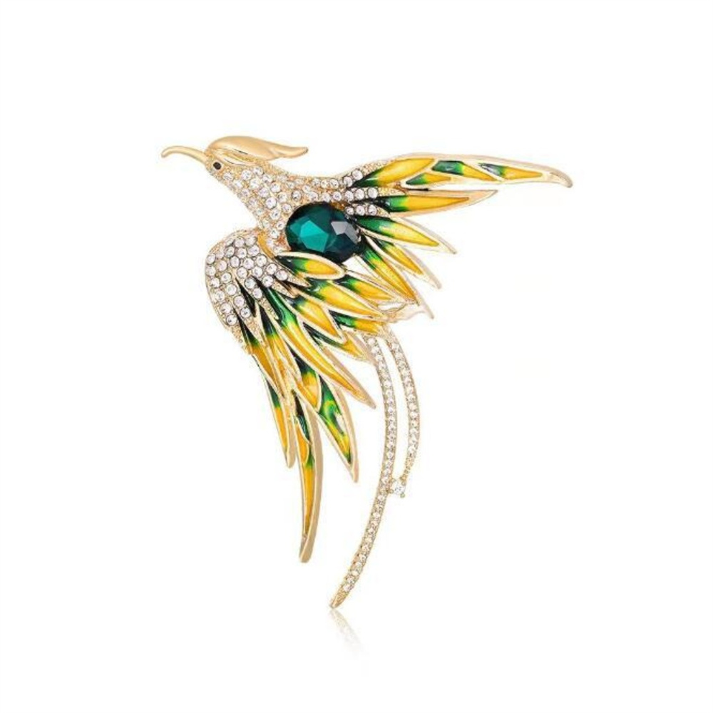 Luxury Crystal Phoenix Bird Brooch Women Men Pins Colorful Animal Brooches Clothing Accessories Party Coat Scarf Jewelry: Rhodium Plated