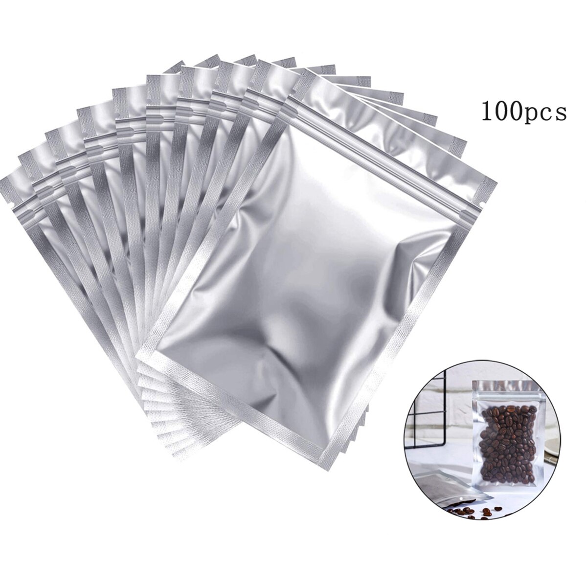 100 stuks herbruikbare ziplock-zakjes voor voedselopslag, huishoudfolie, voedselafdichtmiddel, ziplock-zakjes, afsluitclips, hittesluiting