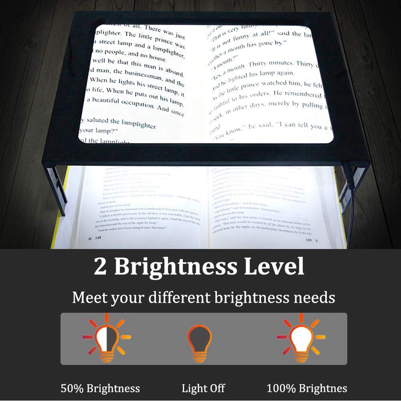3X Full Page Magnifying Glass For Reading, Hands-Free Large Rectangular Magnifier With LED Lighted, Foldable Desktop Portable Re