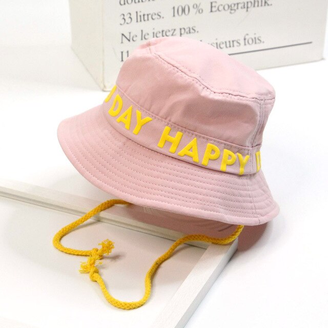 Børn fisker hat flad top koreansk baby bassin hat personlighed stil engelske bogstaver drenge og piger solhatte trendy: B3