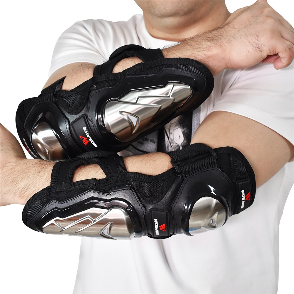 Wosawe voksen motorcykel knæbeskytter skateboard pulley knæbeskyttere moto motocross beskyttelsesudstyr motorcykel ridng knæbeskyttere: Albuepuder 05