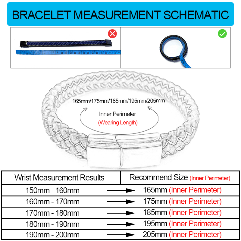 FORTAFY Leather Bracelets for Men Black Braided Bracelet Stainless Steel Clasp Wristband Male Jewelry FRPW803