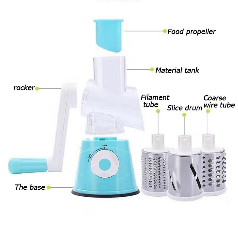 3 In 1 Multifunctional Manual Vegetable Cutter Round Mandoline Slicer Simple Potato Slicer Vegetable Spiralizer Kitchen Gadgets