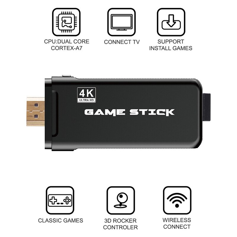 Consola de videojuegos 4K HDMI 2,4G consola de juegos nostálgica HD doble inalámbrica compatibilidad con salida de TV