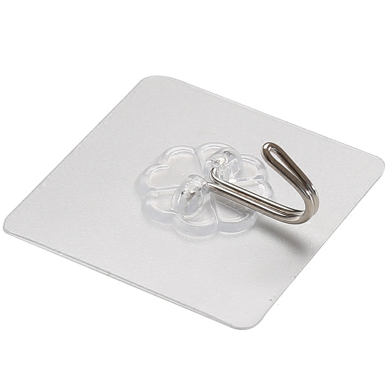2 pièces Transparent fort auto-adhésif porte cintres muraux serviette vêtements porte-outils crochets pour accrocher cuisine salle de bain accessoire