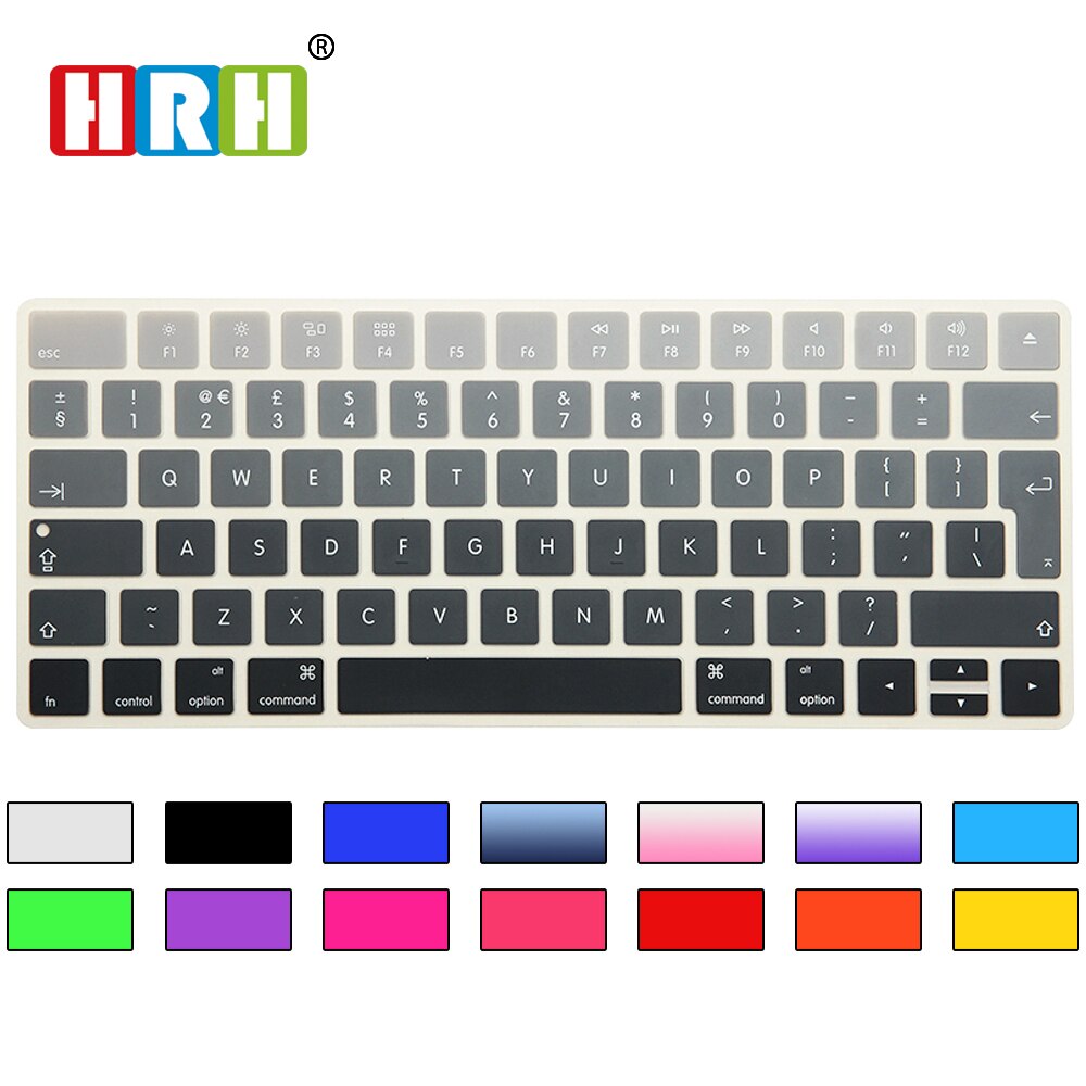 Hrh eu/uk regnbue tastatur cover silikone hud til apple magic keyboard mla 22b/ et europæisk/iso tastatur layout silikone hud