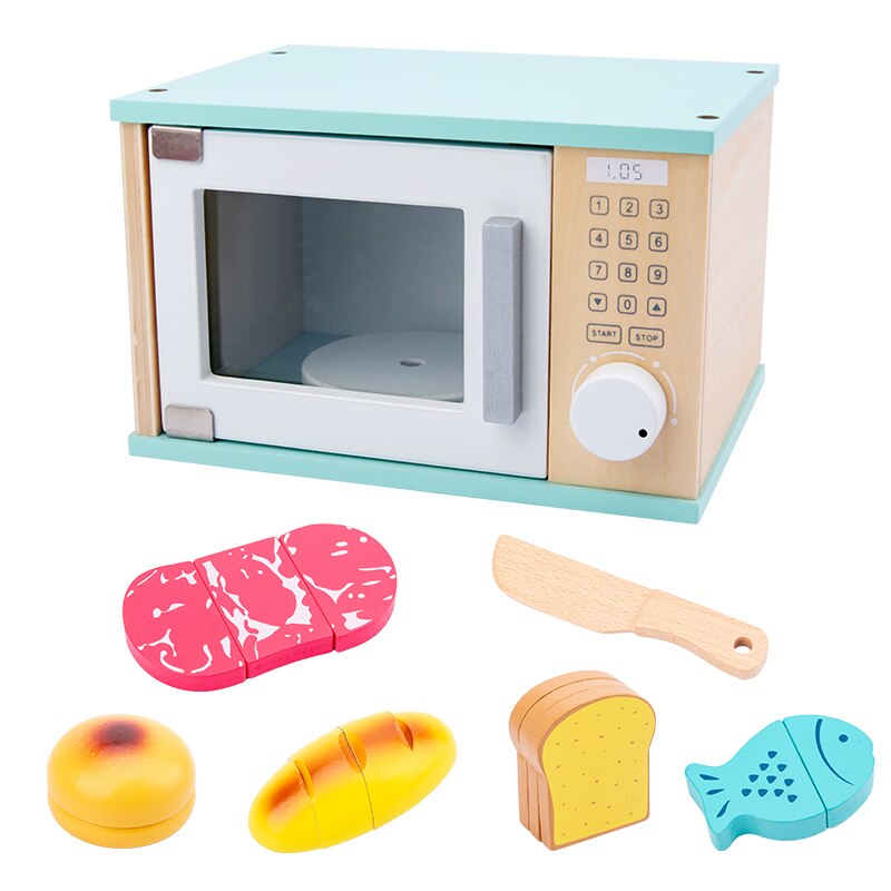 Kids Wooden Pretend Play Sets Simulation Toasters Bread Maker Coffee Machine Blender Baking Kit Game Kitchen Real life Toys: Oven