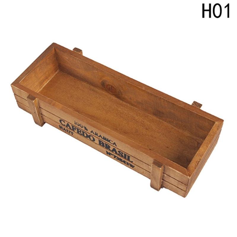 1PC Wood Flower pot Garden Planter Plant Pot Window Box Succulent Flower Bed Flower Pots &amp; Planters