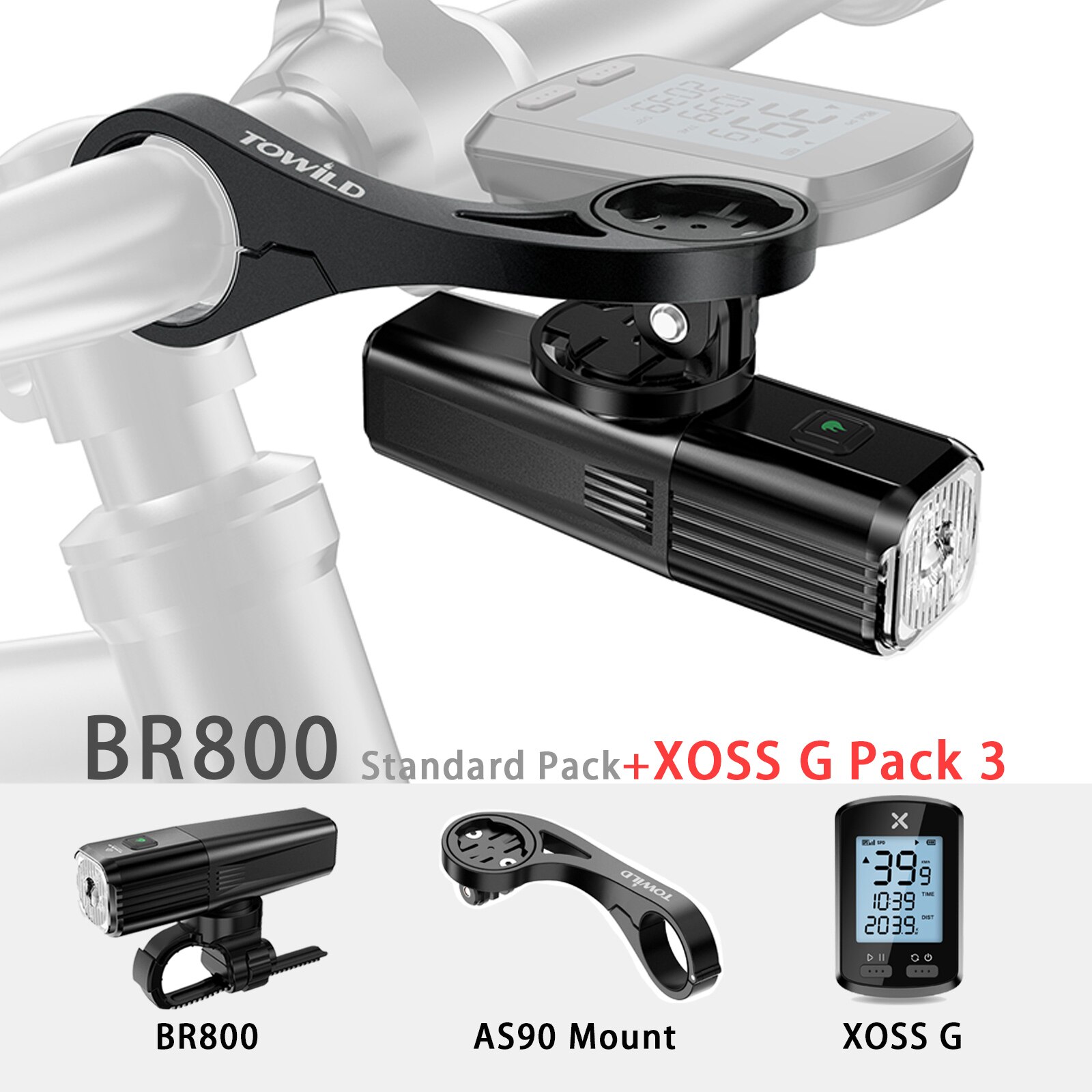 Towild BR800 Fahrrad Licht mit Schwanz licht Regendicht USB Aufladbare LED MTB Vorderseite Lampe Scheinwerfer Aluminium Ultrali: BR800 S90 G