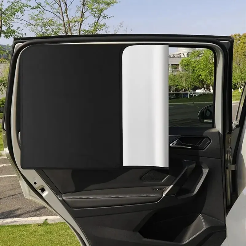 2 Stuks Auto Zijruit Zonnescherm Gordijn Zomer Zonwering Zonnescherm Cover UV Reflecterende Magnetische Auto Privacy Gordijnen