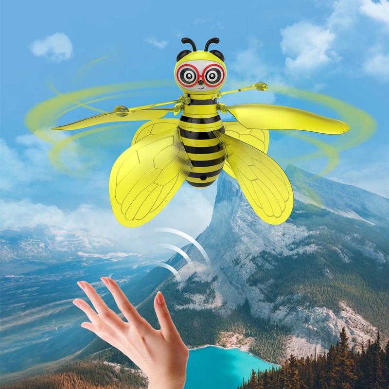 Usb Geel Vliegende Bal Bee Vliegtuigen Led Rc Helicopter Speelgoed Elektrische Infrarood Sensor Speelgoed Gebaar Sensing Drone Kid Xmas