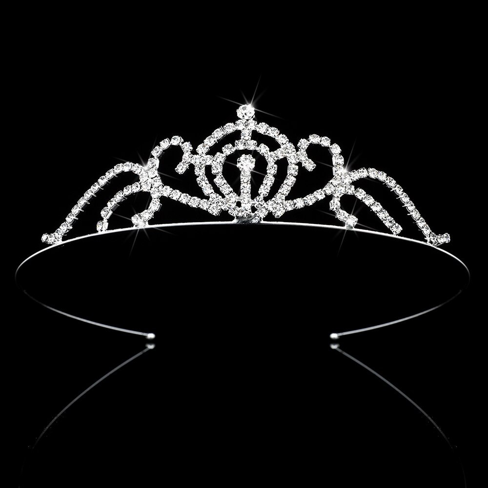 Feminino menina crianças coroa princesa cristal tiaras casamento strass bandana baile presente jóias de cabelo decoração: J007 silver