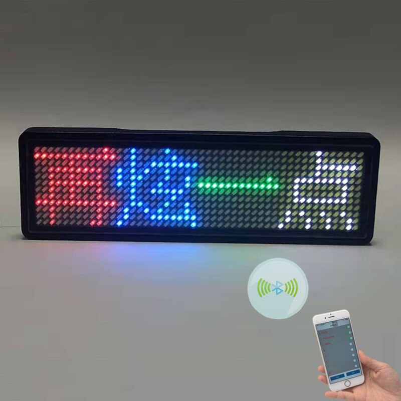 Led Badge Clip Insignia Rechargeable Bluetooth Digital Diy Scrolling Message Board Mini Display Led Name Peugeot Badge Sign Tag: Bluetooth Colorful