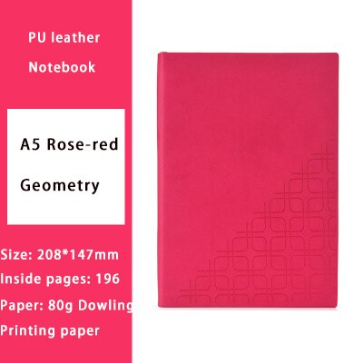 Blødt omslag notesbog enkel linjeret journal dagbog planlægger notesblok almindelig blank  a5 dagbog business bog notesblok: Rosenrød geometri