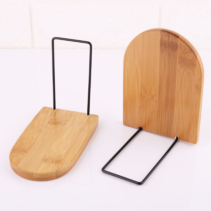 1pc træ bogholder bogender desktop organizer kontor hjem natur bambus bogstøtter bogholder holder hylde