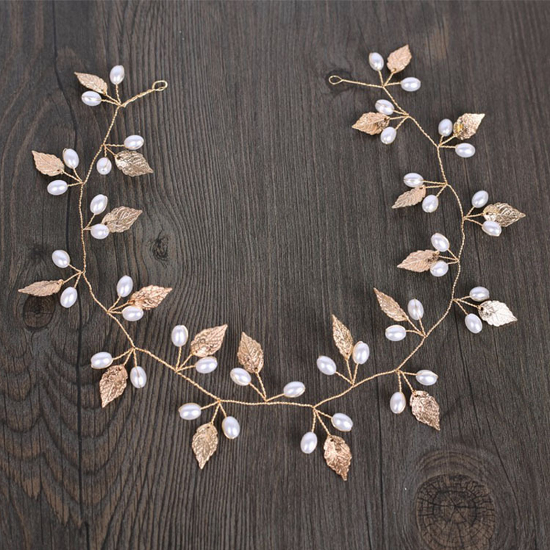 Wedding Headdress Bride Headpiece Crown Headwear Pearl Head Band Handmade Romantic Flower Hair Jewelry Accessories: 2