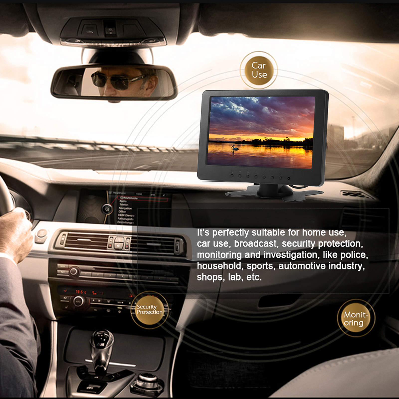 S701 7 Inch Tft Lcd Monitor Scherm 16:9 1024*600 Bnc Av Video Audio Voor Pc Security Vcd Dvd eu Plug