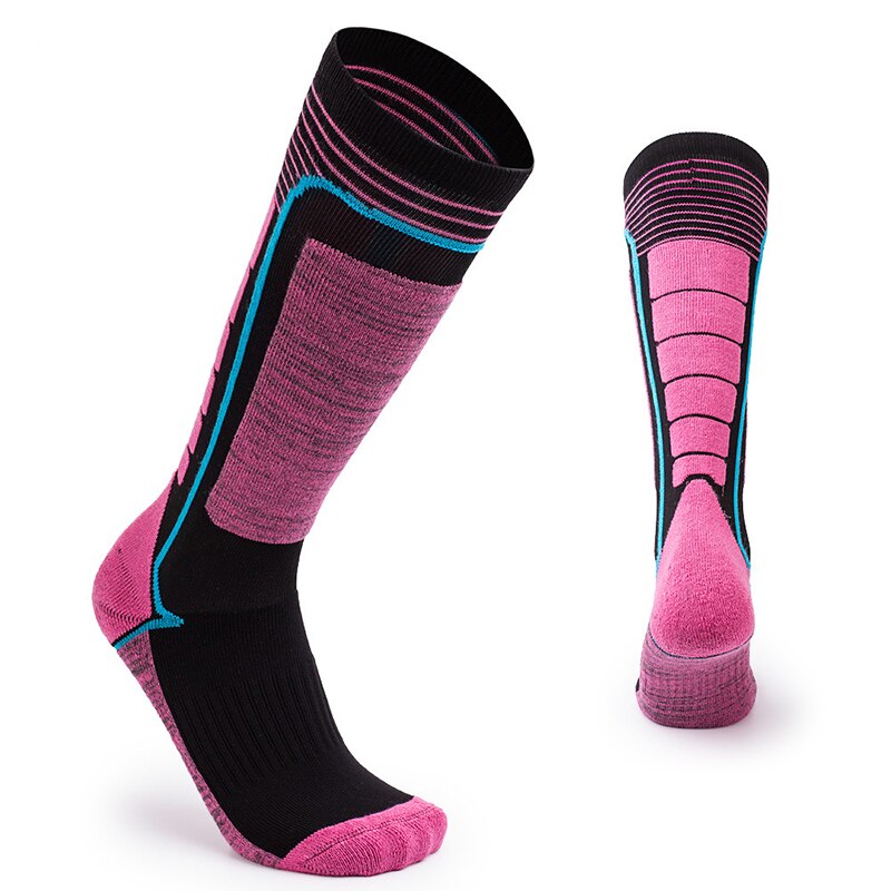 Sports Socks Parent-child Long Tube Warm Ski Socks Outdoor Mountaineering Socks Children's Thickened Hiking Socks: Pink / L(39-42)