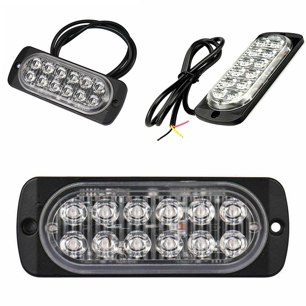 12LED blanco coche camiones Warns seguridad luces de Flash estroboscópicas urgentes 12V ~ 24V 12 LED Luz de coche blanco lámpara camiones advertencia luz