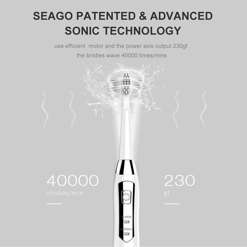 USB SEAGO Electric Toothbrush Waterproof 3 In 1 Battery Tooth Brushes Sonic Gum Health Ultrasonic Electric Brush Whiten Tool