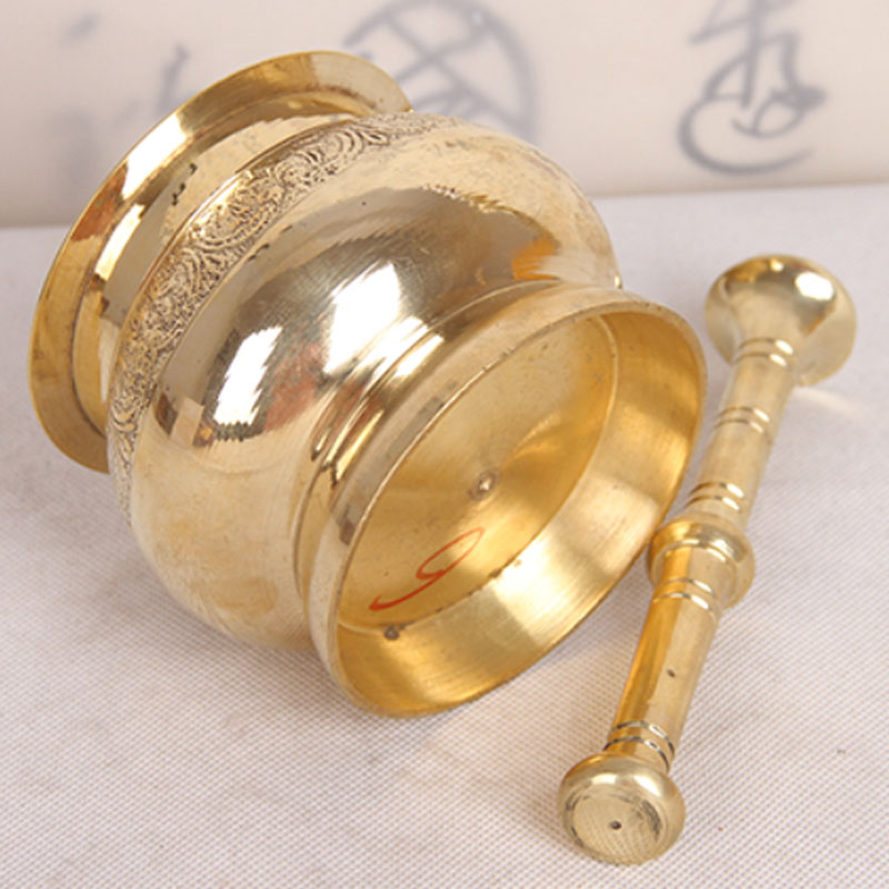 Ensemble de pilon en laiton cuivre mortier guéridon bol cuisine ail puggage Pot herbes moulins mineurs maison gallipot broyage en purée
