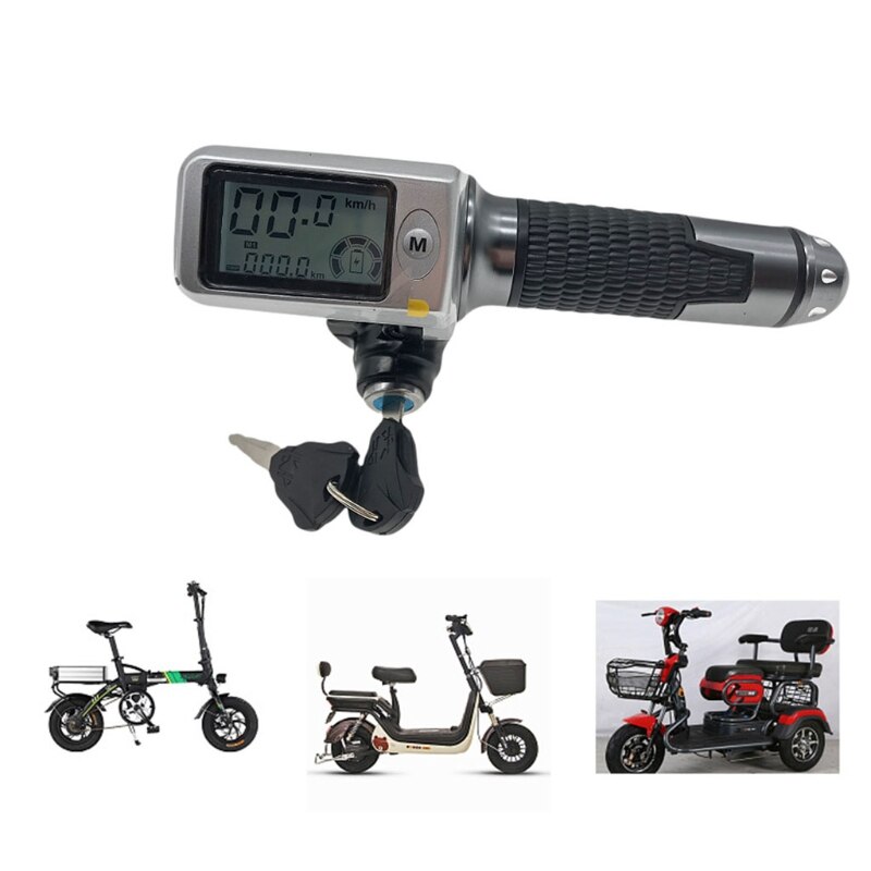 Snelheidsmeter/Kilometerteller + Throttle + LCDdisplay36v48v60v + Lock/Cruise + Batterij-indicator Elektrische Scooter Bike Mtb Driewieler Diy deel Stee