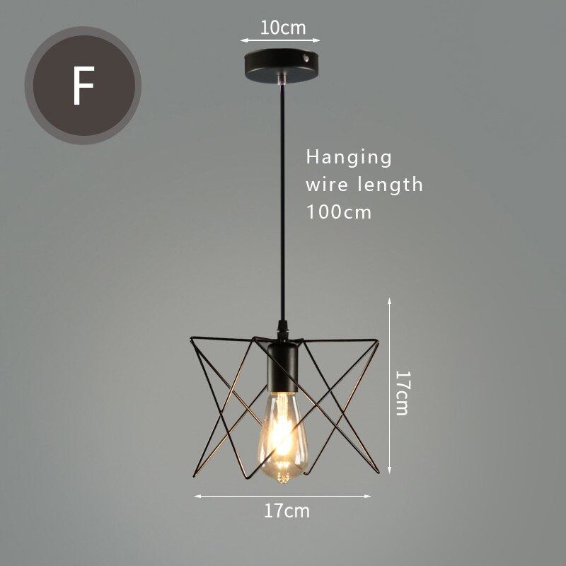 retro loft pendellys industriell vindjern hengende lampe ledet svart lysarmaturer til kjøkken stue restaurant  e27: F