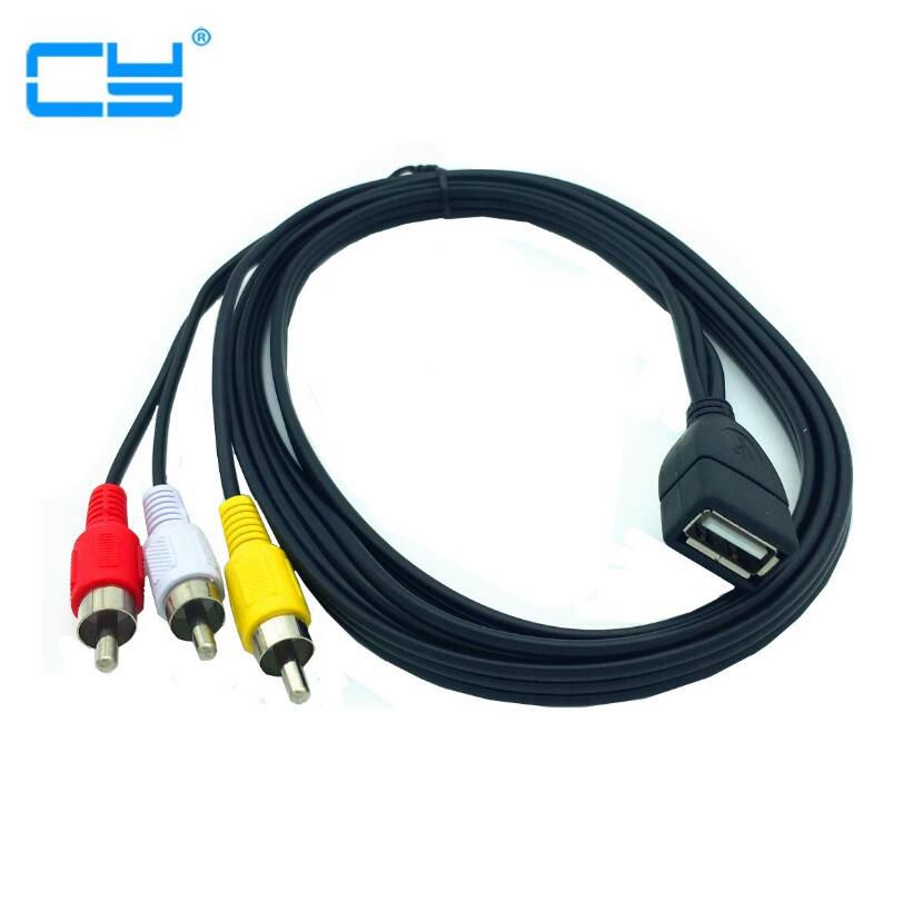 5ft 1.5m usb naaras  to 3 rca phono av kaapeli johto pc tv aux audio videosovitin kaapeli 150cm